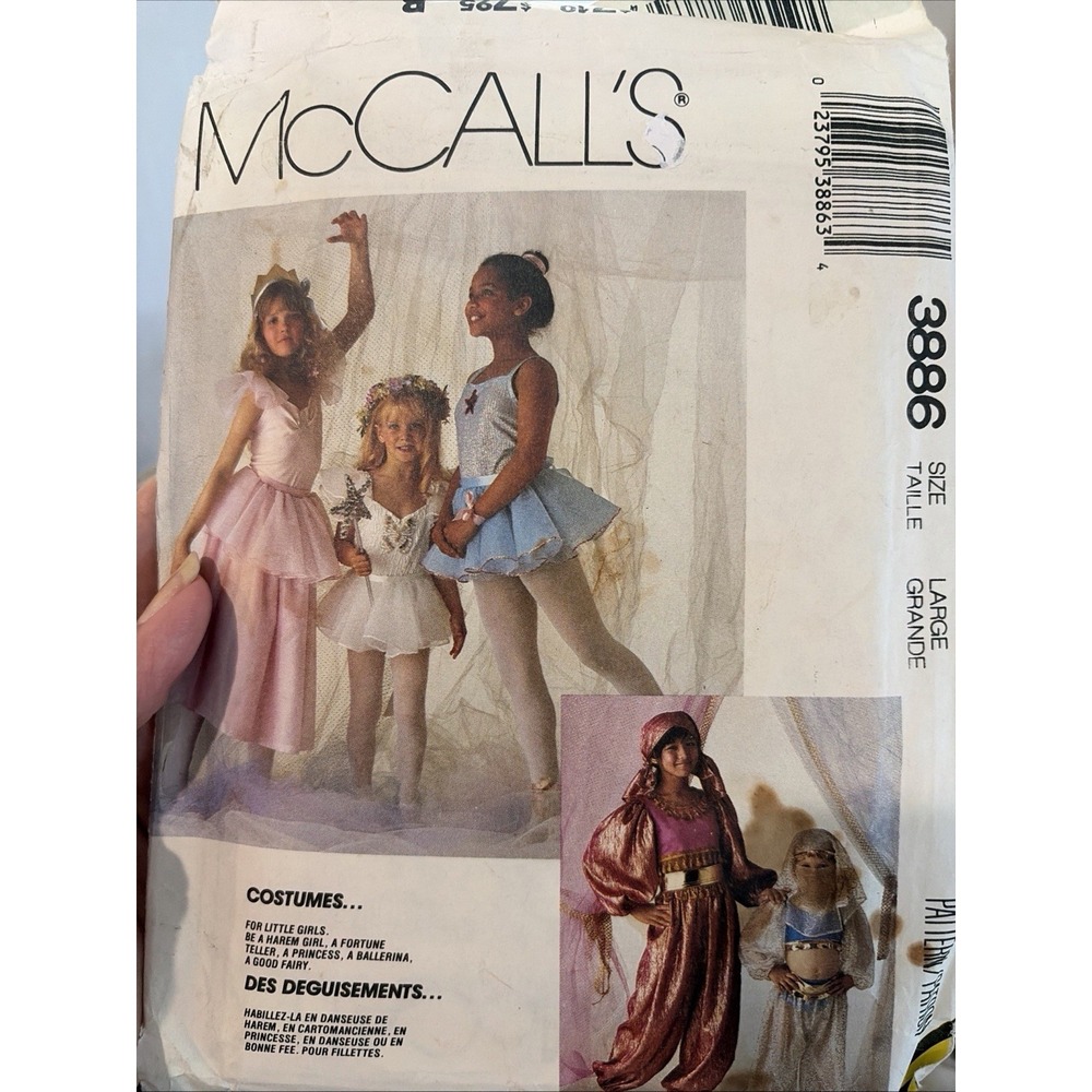 McCall's 3886 Girls Costume Sewing Pattern Princess Fairy Ballerina Size 10-12